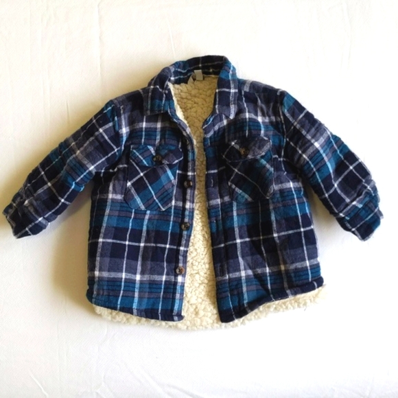 george plaid flannel shacket with sherpa teddy lining 18-24 months baby boy - Picture 1 of 9